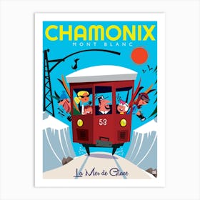 Chamonix Mer De Glace Poster Blue Art Print