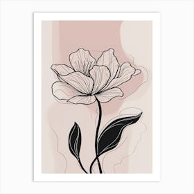 Lilies Line Art Flowers Illustration Neutral 7 Art Print