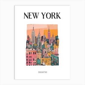 Manhattan New York Colourful Silkscreen Illustration 4 Poster Art Print
