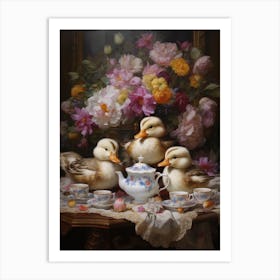 Ducklings At A Traditional Afternoon Tea 3 Art Print