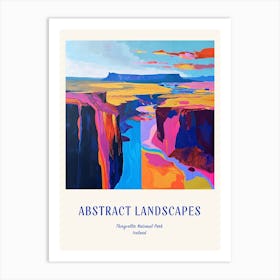 Colourful Abstract Thingvellir National Park Iceland 1 Poster Blue Art Print