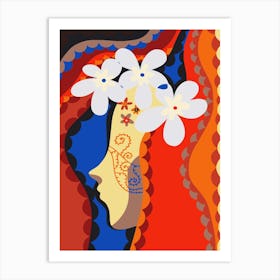 Woman With Flowers Art Print