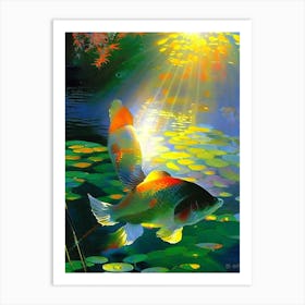 Matsuba Koi 1, Fish Monet Style Classic Painting Art Print