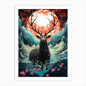 Deer In The Moonlight Art Print