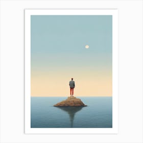 Man On A Rock Art Print