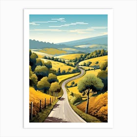 Camino Primitivo Spain Vintage Travel Illustration Art Print