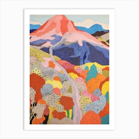 Mount Vesuvius Italy 3 Colourful Mountain Illustration Art Print