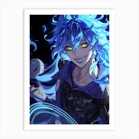 Anime Girl With Blue Hair 3 Art Print