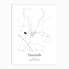 Pasewalk,Germany Minimalist Map Art Print