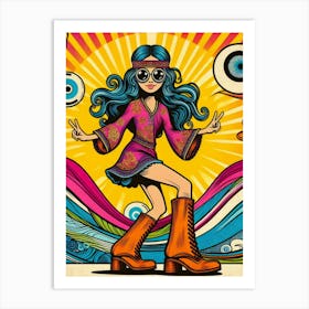 Hippie Girl Art Print