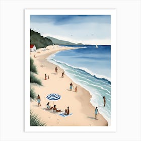 People On The Beach Painting (50) Art Print