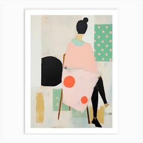 Woman Sitting in Chair. Abstract Painting Art Print