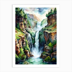 Waterfall Painting 6 Art Print