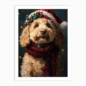 Christmas Goldendoodle 3 Art Print