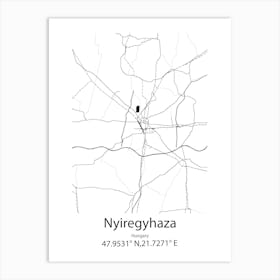 Nyiregyhaza,Hungary Minimalist Map Art Print