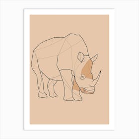 Rhino - Boho, Line Art 2 Art Print