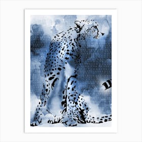 Cheetah Blue Art Print