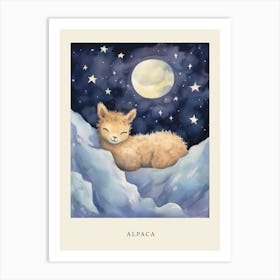 Baby Alpaca 1 Sleeping In The Clouds Nursery Poster Art Print