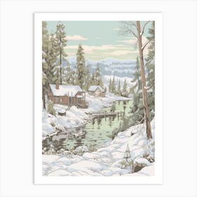 Vintage Winter Illustration Lapland Finland 1 Art Print