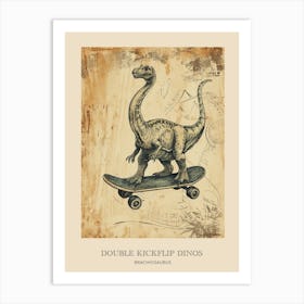 Brachiosaurus Vintage Dinosaur Poster 2 Art Print