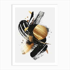 Abstract Black Gold Painting 4 Art Print