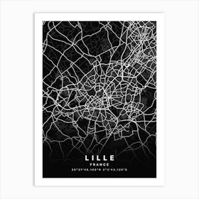 Lille France Black Map Art Print