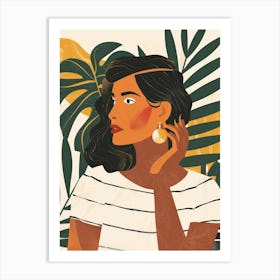 Illustration Of A Woman With Earrings 2 Art Print