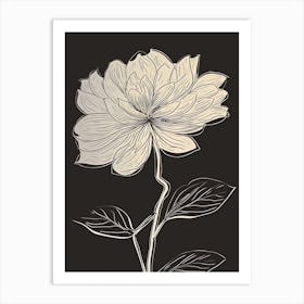Dahlia Line Art Flowers Illustration Neutral 9 Art Print