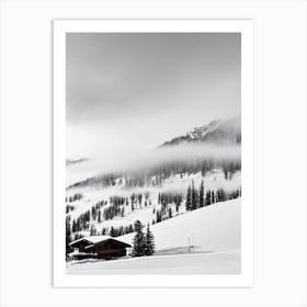 Val D'Isère, France Black And White Skiing Poster Art Print
