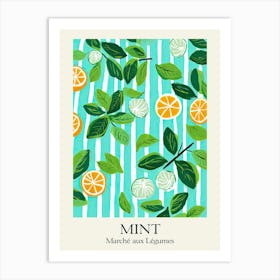 Marche Aux Legumes Mint Summer Illustration 10 Art Print