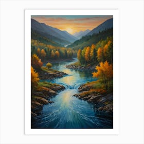 Sunset River 1 Art Print