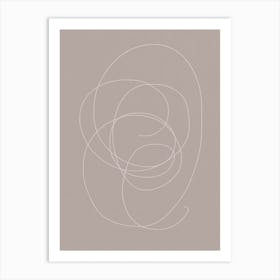 Taupe Minimal Linear Swirl Art Print