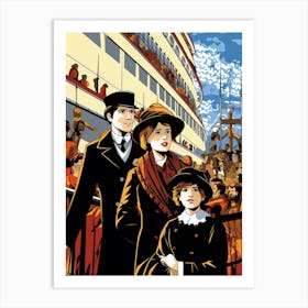 Titanic Family Boarding Pop Art 3 Art Print