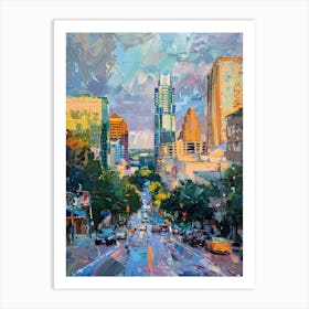 South Congress Avenue Austin Texas Oil Painting 2 Art Print