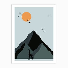 Giraffe In The Mountains Art Print