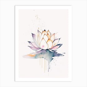 Lotus Flower, Buddhist Symbol Minimal Watercolour 5 Art Print
