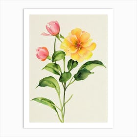 Laurel 1 Vintage Flowers Flower Art Print