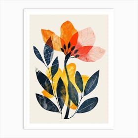 Botanical Tropical Leaves Groovy 13 Art Print