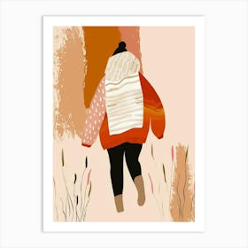 Illustration Of A Woman Walking Art Print