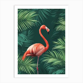 Greater Flamingo Nassau Bahamas Tropical Illustration 5 Art Print