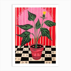 Pink And Red Plant Illustration Cast Iron Plant 1 Art Print