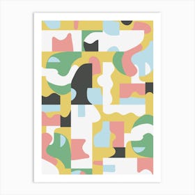 Organic Matisse Blocks Pink Mustard Art Print