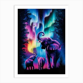 Aurora Elephants Art Print