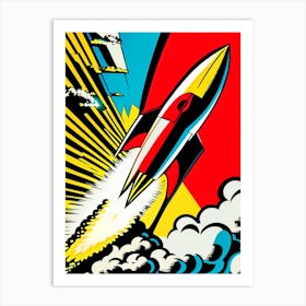 Rocket Launching Comic Art Print