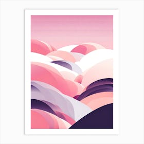 Pink Mountains, minimalistic vector art Art Print
