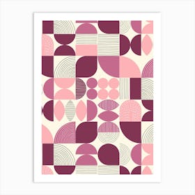 Modern Art Geometric Shapes Plum Pink Mulberry Art Print