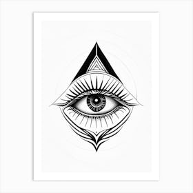 Balance, Symbol, Third Eye Simple Black & White Illustration 6 Art Print