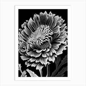 Calendula Leaf Linocut 1 Art Print