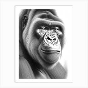 Cheeky Gorilla Gorillas Greyscale Sketch 2 Art Print