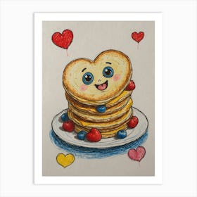 Heart Shaped Pancakes 3 Art Print